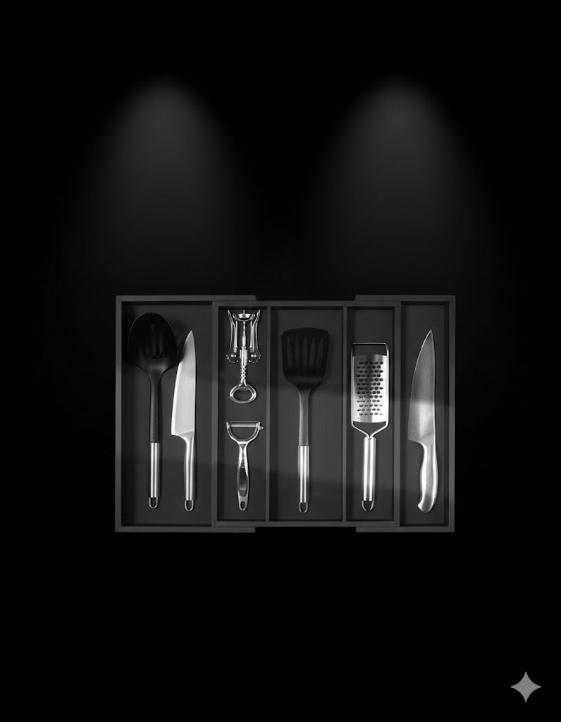 Utensil Drawer Organizer, Black (5 Slots)