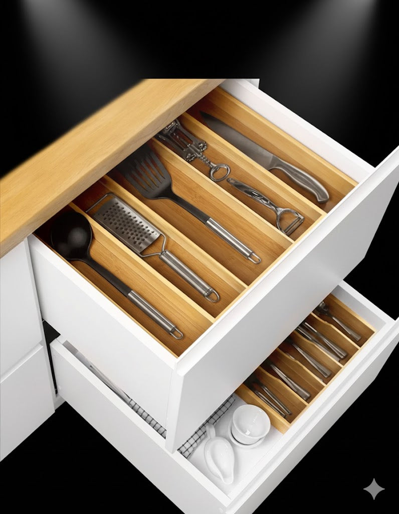 Utensil Drawer Organizer, Natural (5 Slots)