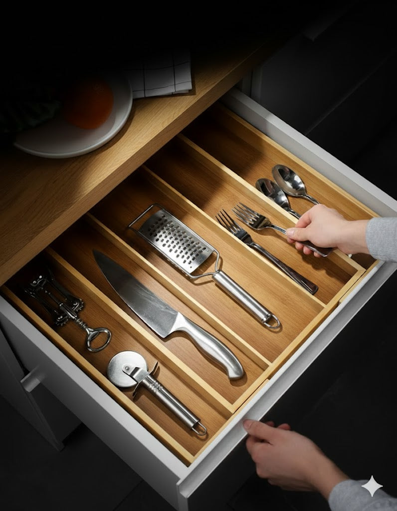 Utensil Drawer Organizer, Natural (5 Slots)