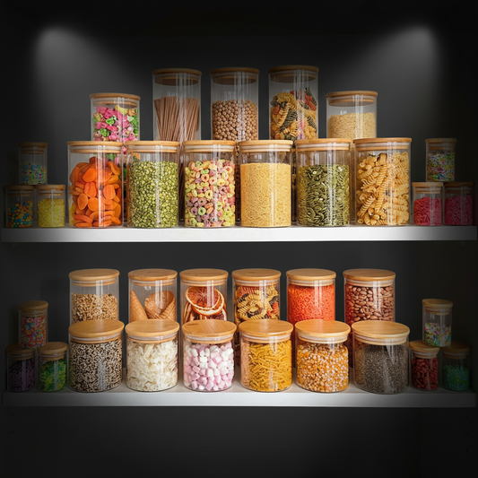 1400ml Round Glass Storage Jar with Bamboo Lid