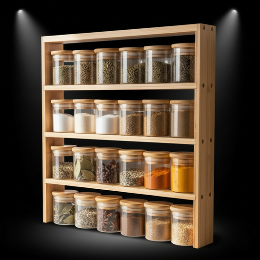 Standing 4-Tier Spice Rack with 24 × 120 ml Herb & Spice Jars Pack
